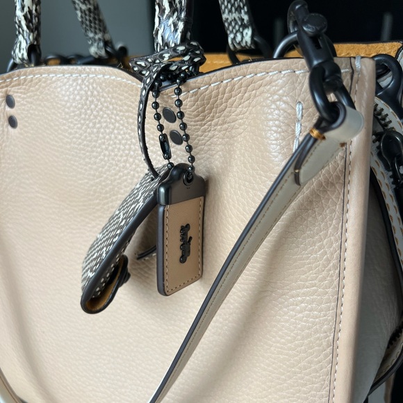 Coach Rouge Beige Tote with Snakeskin Accents - Picture 15 of 17